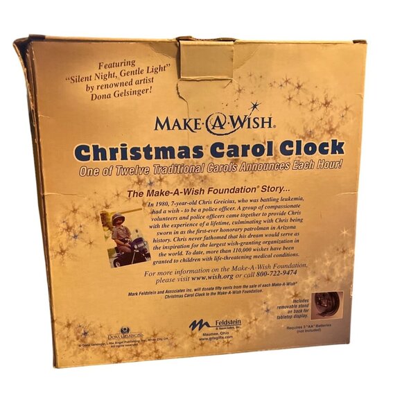 Vtg Feldstein Make A Wish Xmas Carol Musical Clock  Angel Art By Dona Gelsinger - Picture 6 of 6